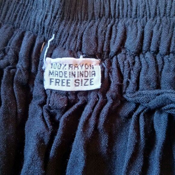 Black Palazzo Pants Free Size M/L/XL Festival Yoga Boho Beach Hippie Rayon - Picture 4 of 9